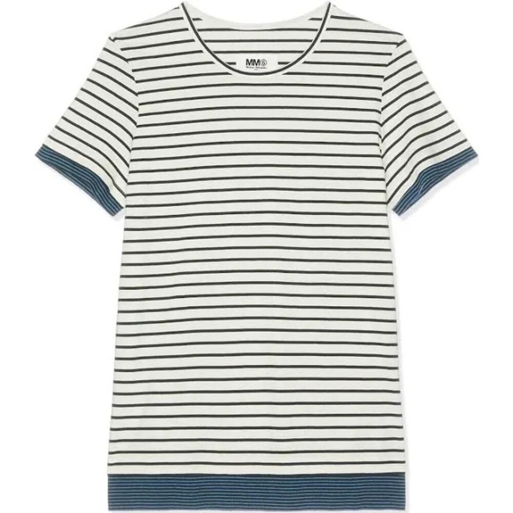 MM6 Maison Margiela Off-White Splice T-Shirt, Size L